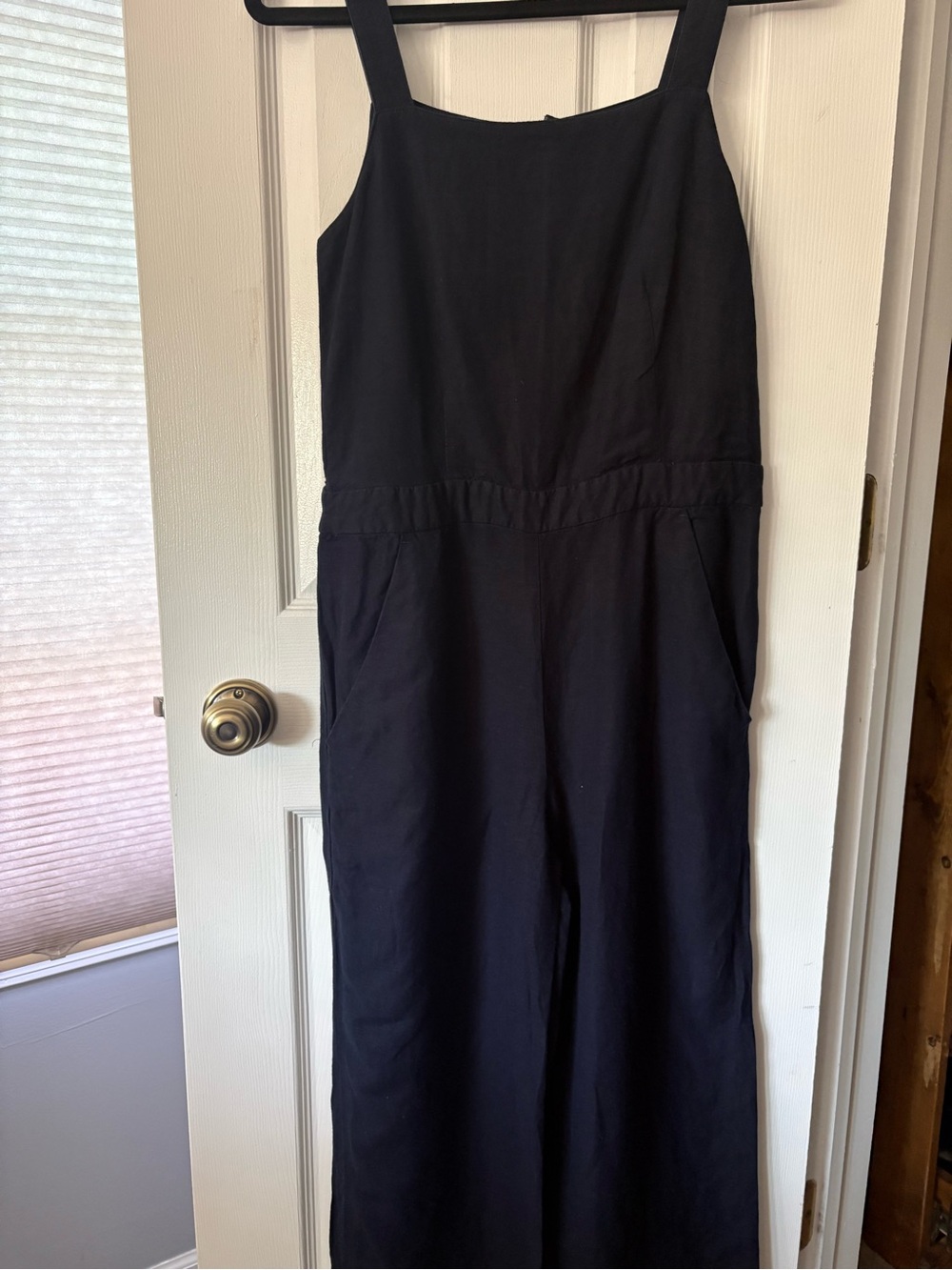 LOFT Black Square-Neck Wide Leg Jumpsuit